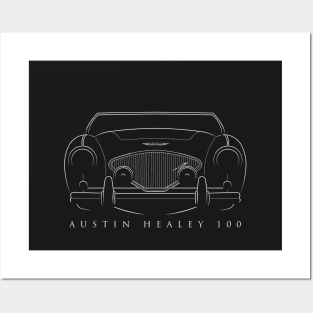 Austin Healey 100 - front stencil, white Posters and Art